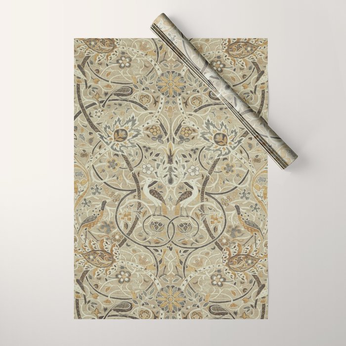 William Morris Vintage Bullerswood Stone Mustard Wrapping Paper Gallery Image 1