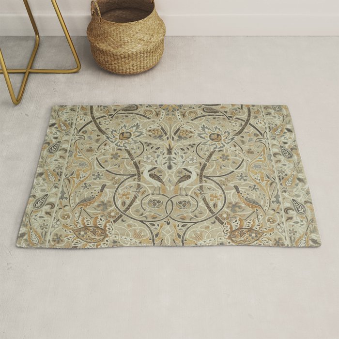 William Morris Vintage Bullerswood Stone Mustard Rug Gallery Image 1