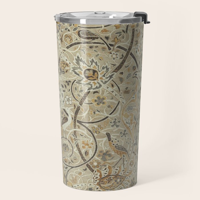 William Morris Vintage Bullerswood Stone Mustard Travel Mug Gallery Image 2