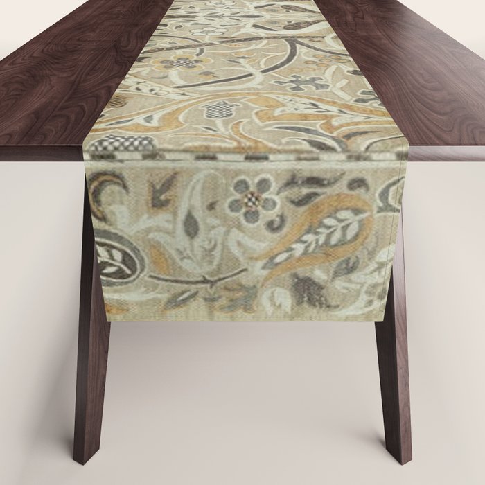 William Morris Vintage Bullerswood Stone Mustard Table Runner Gallery Image 1