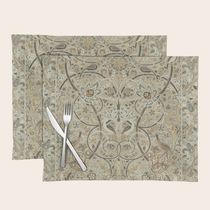 William Morris Vintage Bullerswood Stone Mustard Placemat Gallery Image 1