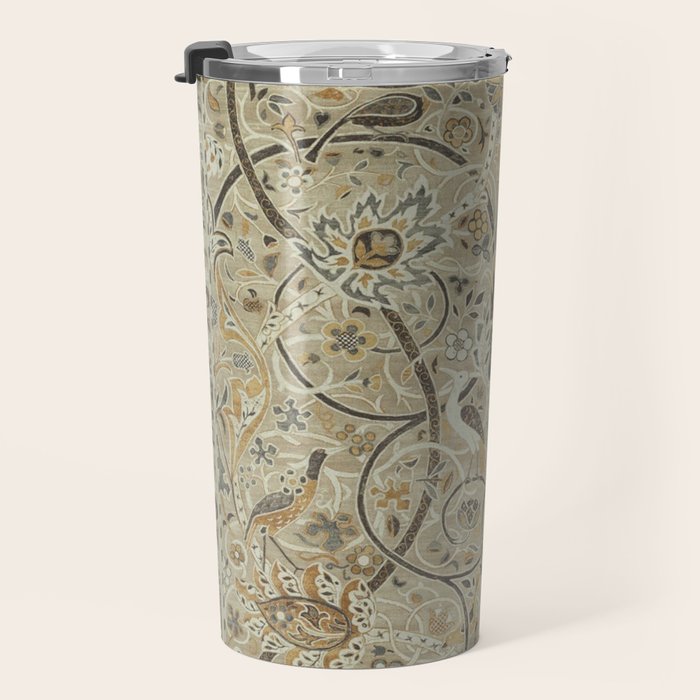 William Morris Vintage Bullerswood Stone Mustard Travel Mug Gallery Image 3