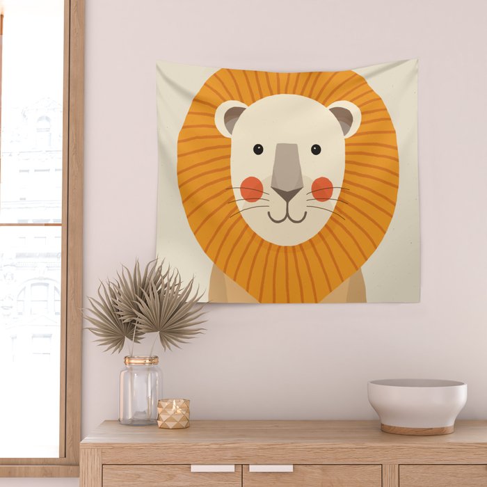 Lion, Animal Portrait Wall Tapestry Gallery Image 2
