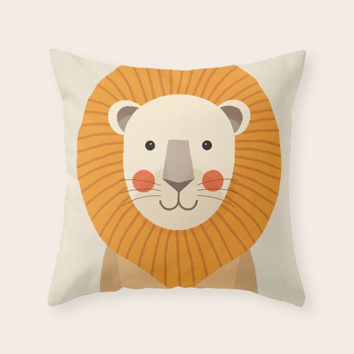 Lion, Animal Portrait Throw Pillow Gallery Image 1