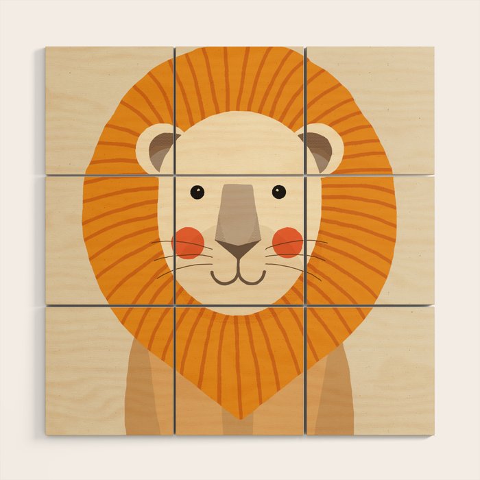 Lion, Animal Portrait Wood Wall Art Gallery Image 1