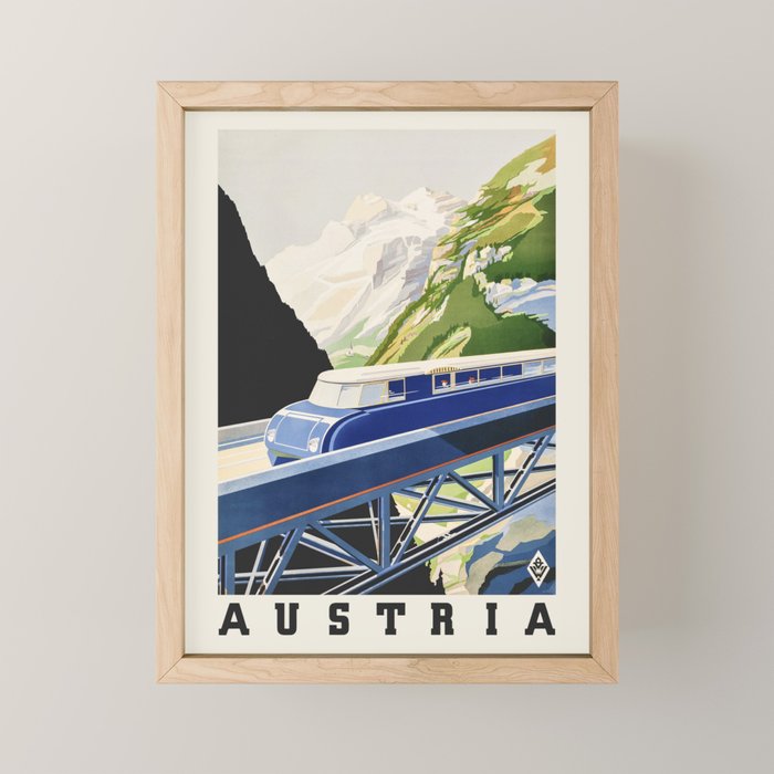 Vintage Railway Poster Austria Alps, 1930s Mini Art Print Gallery Image 1