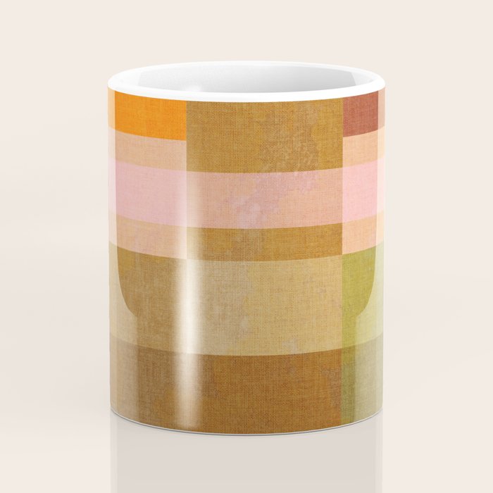 Cosy Heritage Woven Plaid 1 earthy orange blue green Coffee Mug Gallery Image 4