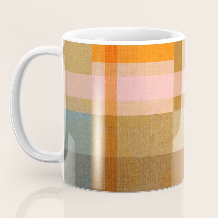 Cosy Heritage Woven Plaid 1 earthy orange blue green Coffee Mug Gallery Image 3