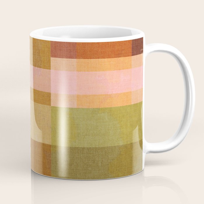 Cosy Heritage Woven Plaid 1 earthy orange blue green Coffee Mug Gallery Image 1