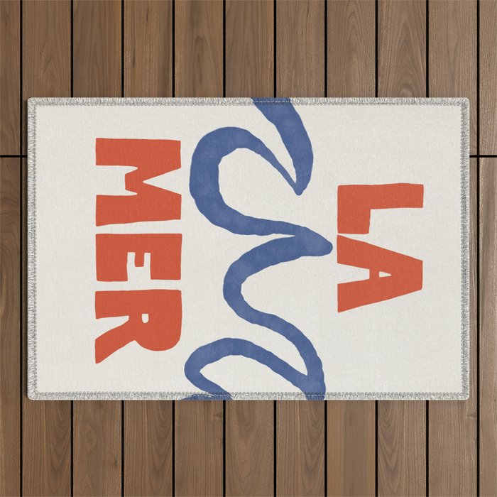 Retro Coastal Art Print - La Mer Outdoor Rug Gallery Image 1