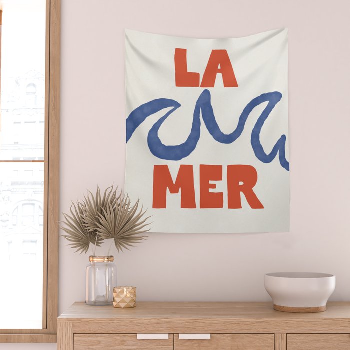 Retro Coastal Art Print - La Mer Wall Tapestry Gallery Image 2