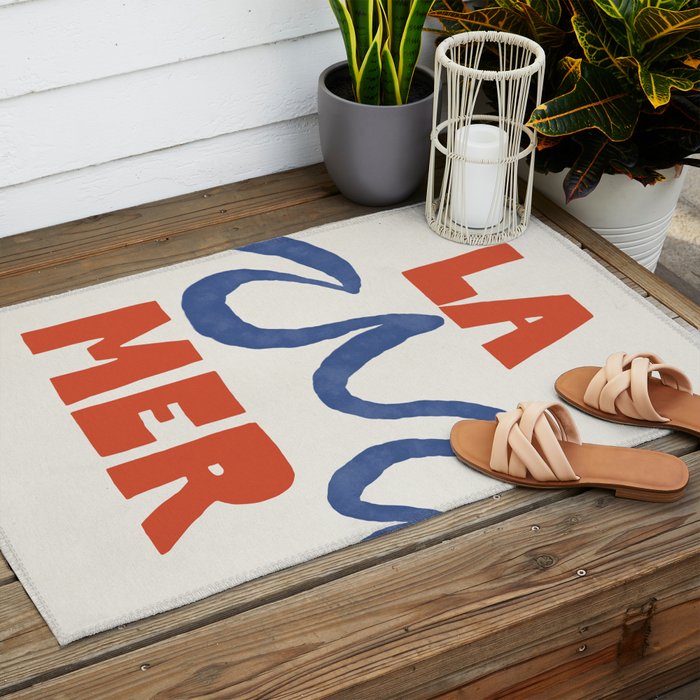 Retro Coastal Art Print - La Mer Outdoor Rug Gallery Image 2
