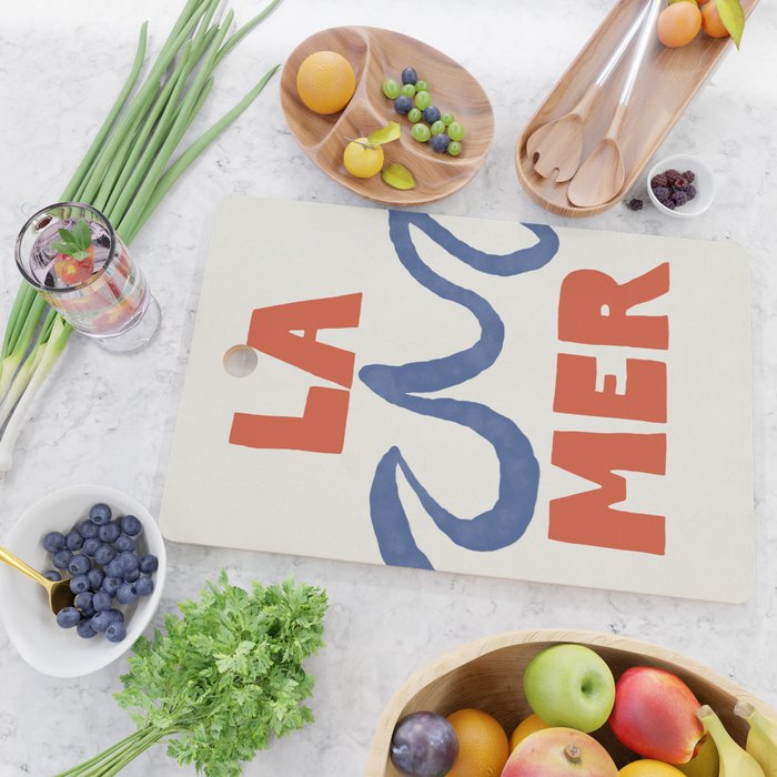 Retro Coastal Art Print - La Mer Cutting Board Gallery Image 2