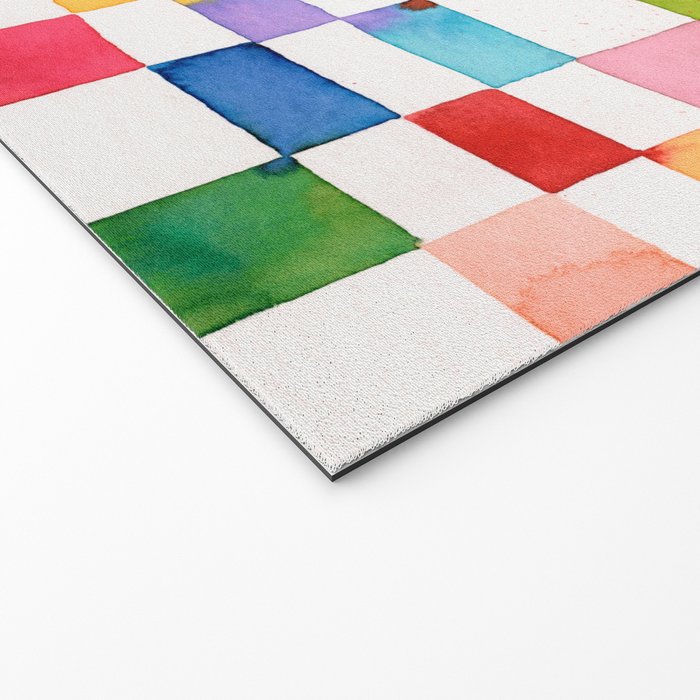 Modern watercolor checker Multicolored Spring Geometric Welcome Mat Gallery Image 2
