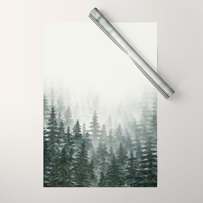 Foggy Pine Trees 3 Wrapping Paper Gallery Image 1