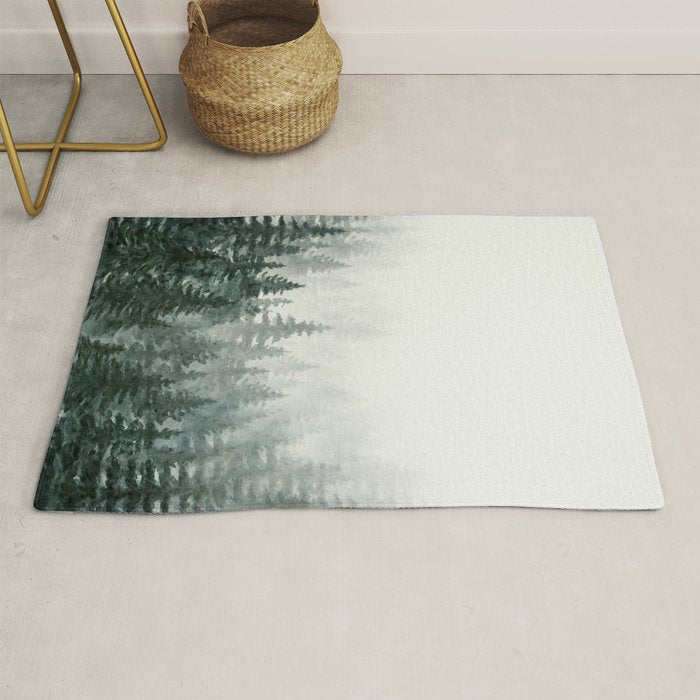 Foggy Pine Trees 3 Rug Gallery Image 1