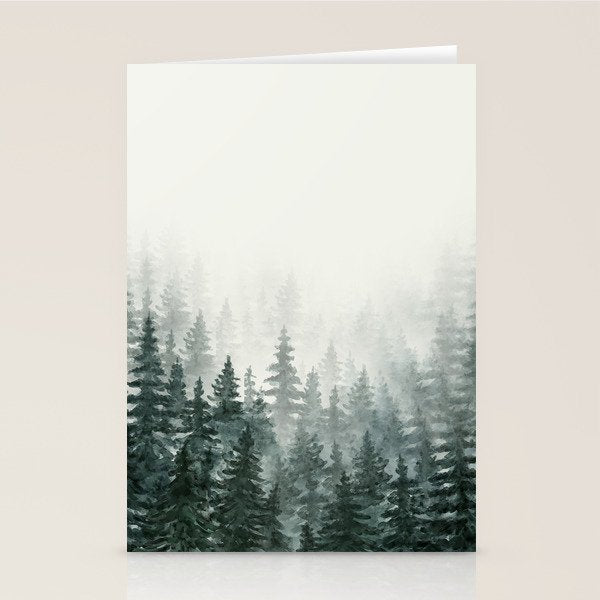 Foggy Pine Trees 3 Stationery Card Gallery Image 2