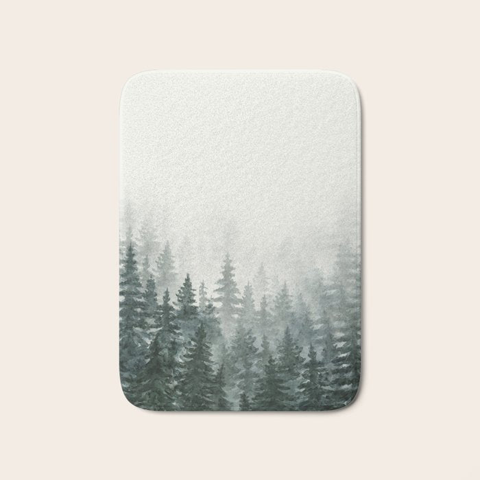 Foggy Pine Trees 3 Bath Mat Gallery Image 1