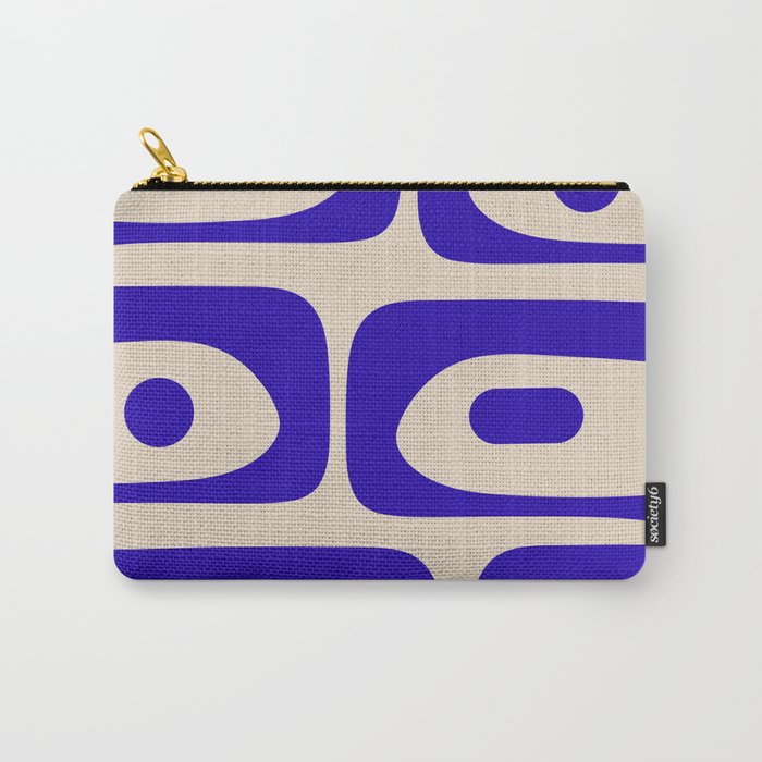 Mid Century Modern Piquet Abstract Pattern in Cobalt Blue and Beige Carry All Pouch Gallery Image 1