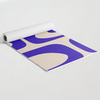 Mid Century Modern Piquet Abstract Pattern in Cobalt Blue and Beige Yoga Mat Gallery Image 2