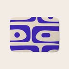 Mid Century Modern Piquet Abstract Pattern in Cobalt Blue and Beige Bath Mat Gallery Image 1