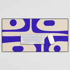 Mid Century Modern Piquet Abstract Pattern in Cobalt Blue and Beige Desk Mat Gallery Image 1
