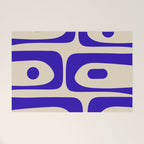 Mid Century Modern Piquet Abstract Pattern in Cobalt Blue and Beige Welcome Mat Gallery Image 1