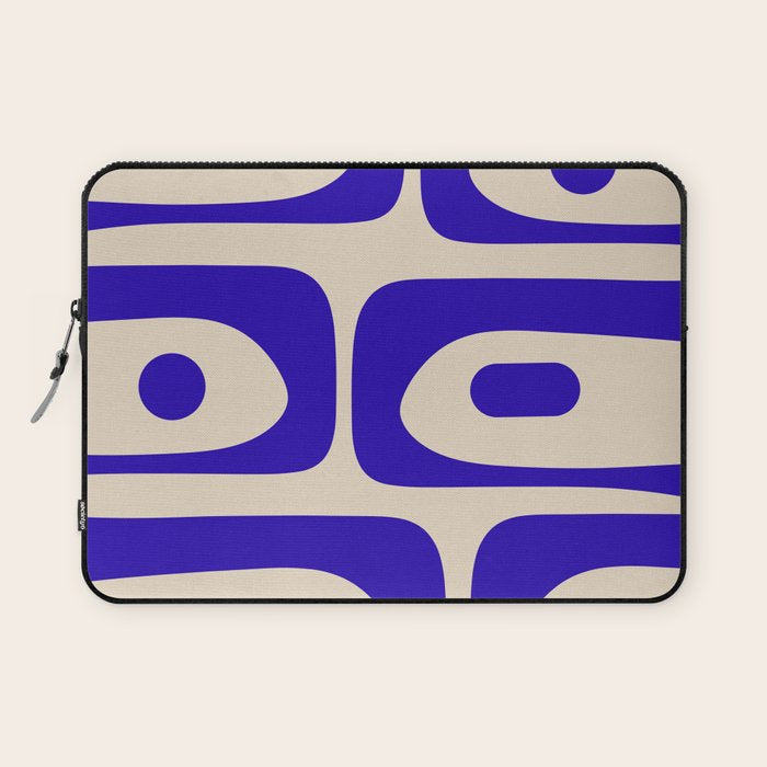 Mid Century Modern Piquet Abstract Pattern in Cobalt Blue and Beige Laptop Sleeve Gallery Image 1