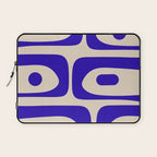 Mid Century Modern Piquet Abstract Pattern in Cobalt Blue and Beige Laptop Sleeve Gallery Image 1