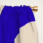 Mid Century Modern Piquet Abstract Pattern in Cobalt Blue and Beige Window Curtain Gallery Image 2