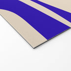 Mid Century Modern Piquet Abstract Pattern in Cobalt Blue and Beige Welcome Mat Gallery Image 2