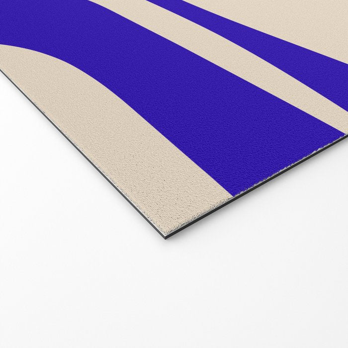 Mid Century Modern Piquet Abstract Pattern in Cobalt Blue and Beige Welcome Mat Gallery Image 2