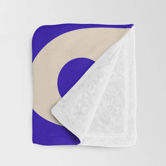 Mid Century Modern Piquet Abstract Pattern in Cobalt Blue and Beige Throw Blanket Gallery Image 3
