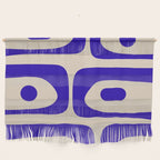 Mid Century Modern Piquet Abstract Pattern in Cobalt Blue and Beige Wall Hanging Gallery Image 1