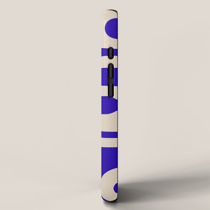 Mid Century Modern Piquet Abstract Pattern in Cobalt Blue and Beige iPhone Case Gallery Image 2