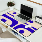 Mid Century Modern Piquet Abstract Pattern in Cobalt Blue and Beige Desk Mat Gallery Image 2