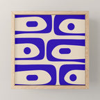 Mid Century Modern Piquet Abstract Pattern in Cobalt Blue and Beige Mini Art Print Gallery Image 1