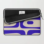 Mid Century Modern Piquet Abstract Pattern in Cobalt Blue and Beige Laptop Sleeve Gallery Image 2