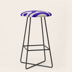 Mid Century Modern Piquet Abstract Pattern in Cobalt Blue and Beige Stool Gallery Image 1