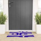 Mid Century Modern Piquet Abstract Pattern in Cobalt Blue and Beige Welcome Mat Gallery Image 3