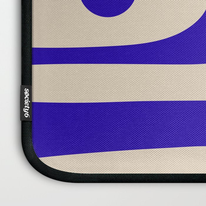 Mid Century Modern Piquet Abstract Pattern in Cobalt Blue and Beige Laptop Sleeve Gallery Image 3