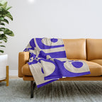 Mid Century Modern Piquet Abstract Pattern in Cobalt Blue and Beige Throw Blanket Gallery Image 1