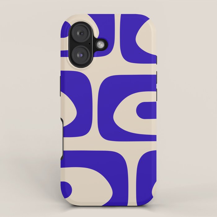 Mid Century Modern Piquet Abstract Pattern in Cobalt Blue and Beige iPhone Case Gallery Image 1