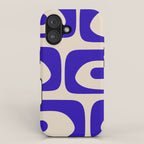Mid Century Modern Piquet Abstract Pattern in Cobalt Blue and Beige iPhone Case Gallery Image 1