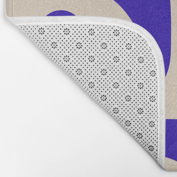 Mid Century Modern Piquet Abstract Pattern in Cobalt Blue and Beige Bath Mat Gallery Image 2