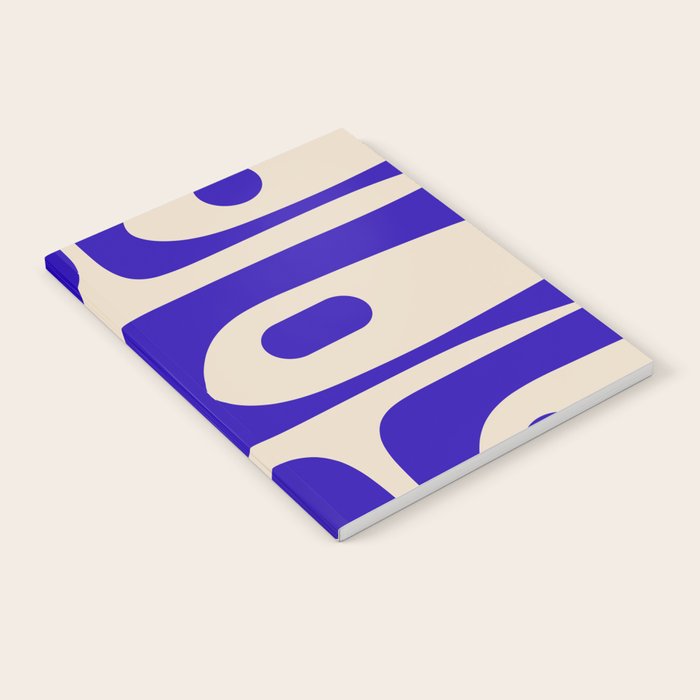 Mid Century Modern Piquet Abstract Pattern in Cobalt Blue and Beige Notebook Gallery Image 2