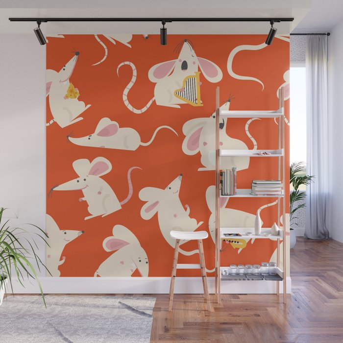 Happy mice pattern Wall Mural Gallery Image 1