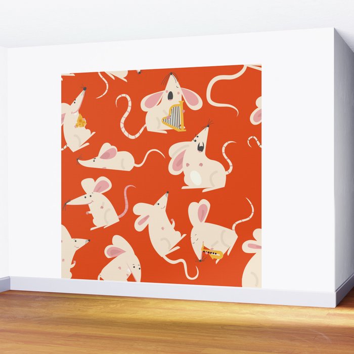 Happy mice pattern Wall Mural Gallery Image 2