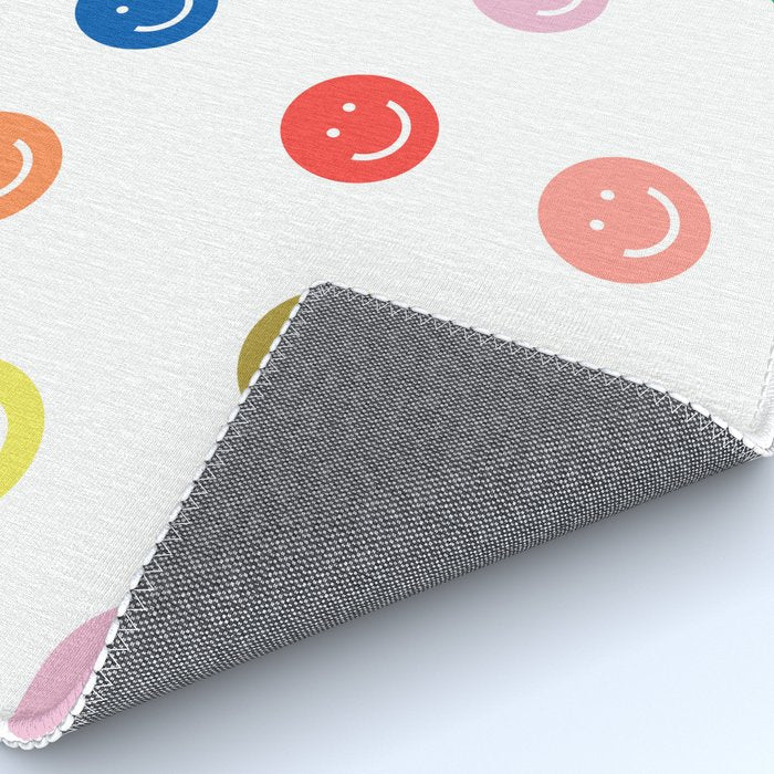 Smiley faces happy simple rainbow colors pattern smile face kids nursery boys girls decor Rug Gallery Image 4