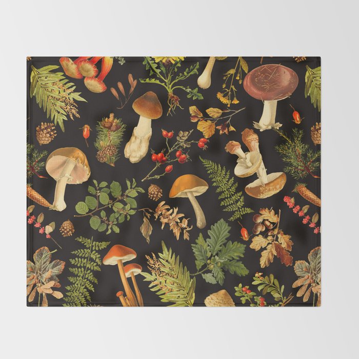 Vintage & Shabby Chic - Autumn Harvest Black Throw Blanket Gallery Image 2